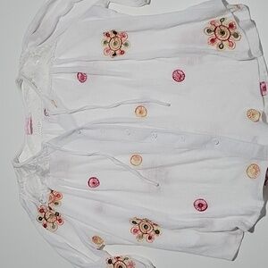 Boho Style White Blouse with Colorful Embroidery